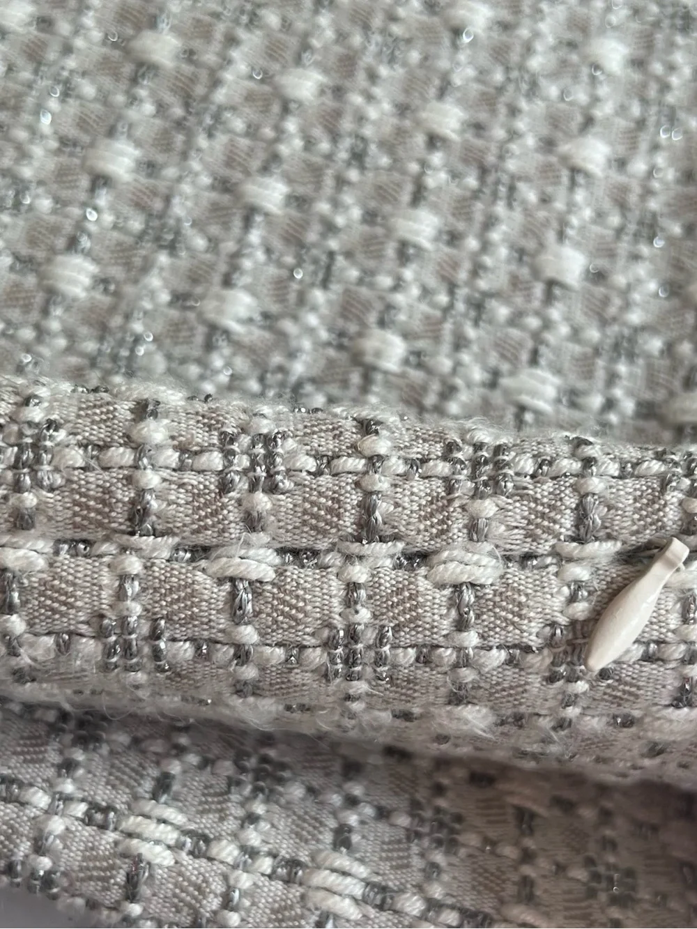 Set of 2 FRETTE Tweed Decorative Pillow Case or Cushion Cover Silver Grey 19x19”